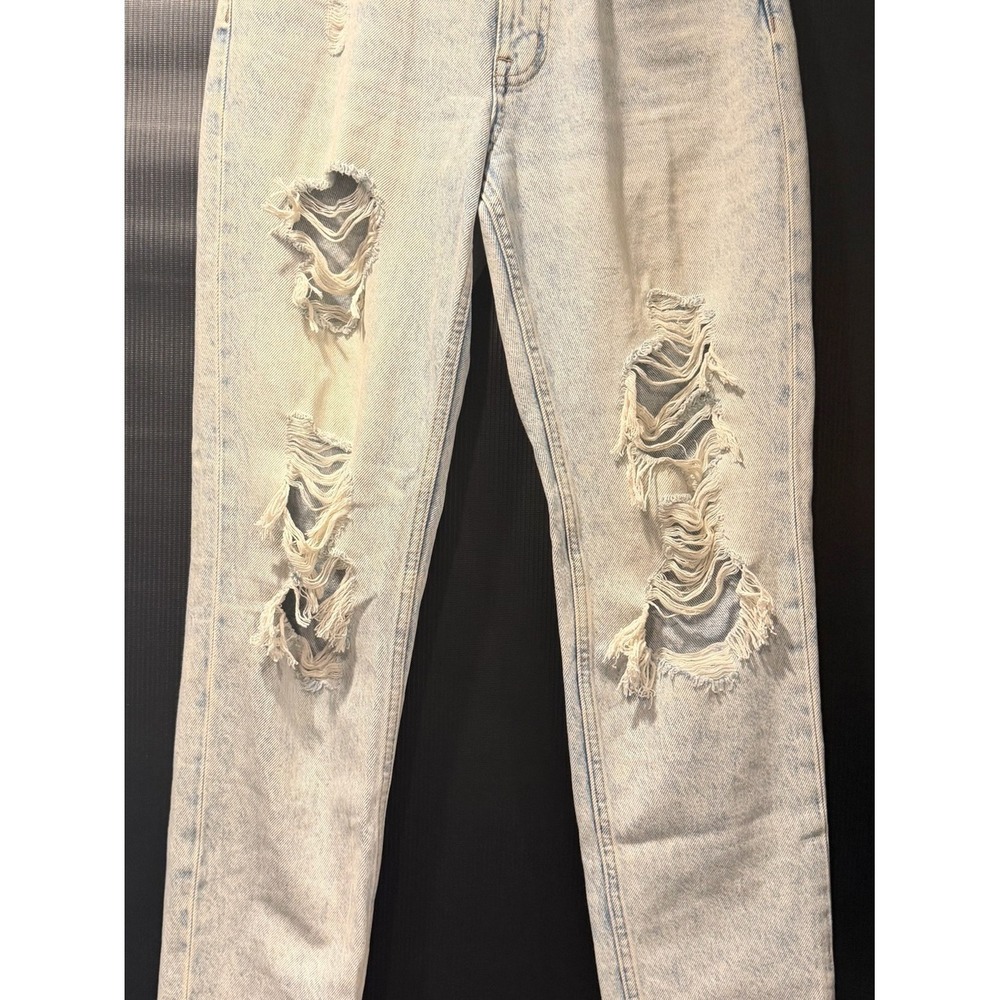 Aeropostale Mom Jeans Women 00 Light Blue Good Distressed Ripped Faded Tapered